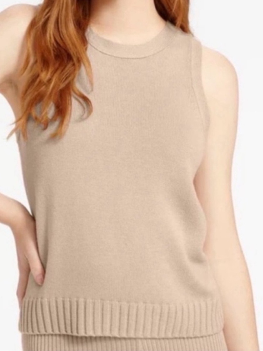 Splendid Large Tank Knit Sweater Carmella in Latte Sleeveless tan khaki NWT